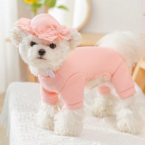 Dog Clothes Summer Puppy Four-legged Home Service with Hood Thin Breathable Air-conditioned Clothing Cat Small Dog Pet Clothes