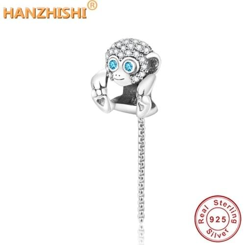 Wholesale Price Fit Charm Bracelet Authentic 925 Sterling Silver Bead Sparkling Monkey Charm Chain DIY Jewelry For Women Gift