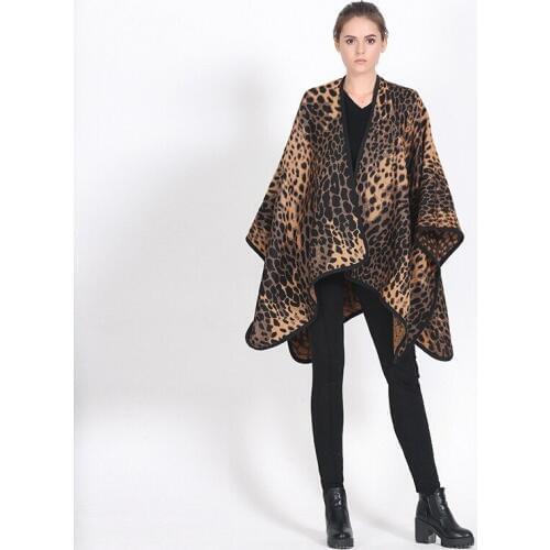 MingjiebihuoAutumn and winter new European and American temperament retro Leopard autumn winter thick warm shawl girls