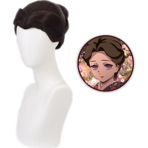 2020 Demon Slayer: Kimetsu no Yaiba Tamayo Cosplay Wigs High-temperature Fiber Japanese Style Black Hair With free hair cap