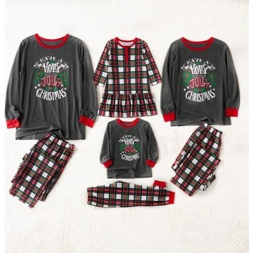 2020 Long Sleeve Parent-child Clothing Pyjamas Mother Father Baby Kids Matching Cotton Pajamas Sets Clothes Family Dress Outfits