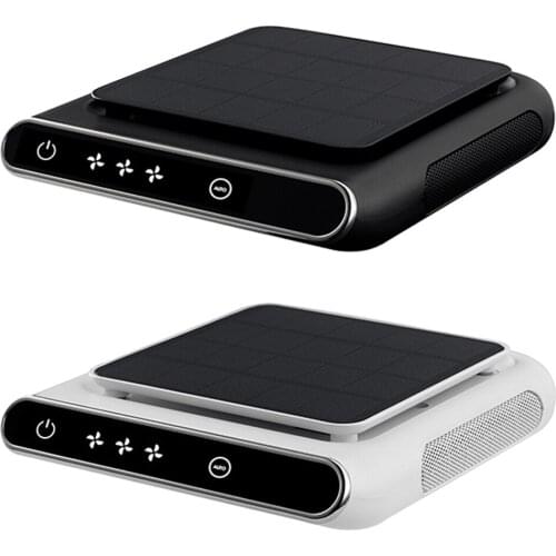 Portable Air Purifier Solar Powered for Car Indoor Dust PM2.5 Air Cleaner Diffuser for Pets Dander Smoke Odors