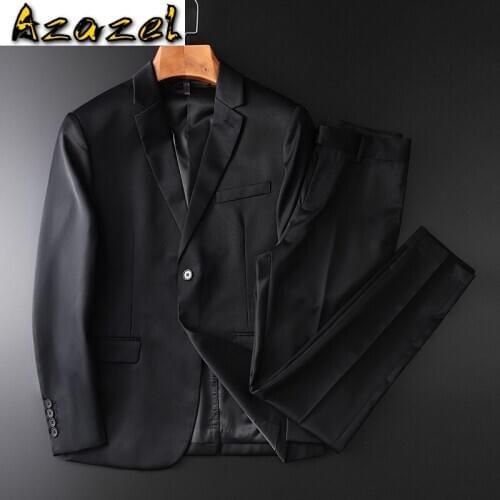 Azazel Wool Mens Suit (jacket+pants)2piece Luxury Single Breasted Mens Suits Wedding Groom Plus Size 4xl Slim Fit Party Men Suit