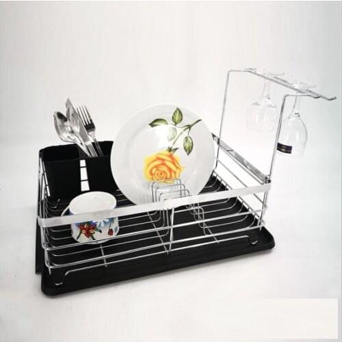 Dish Rack Bowl Holder Stainless Steel, Kitchen Sink Drying Shelf Cutlery Drainer over Organizer with Chopsticks Cage