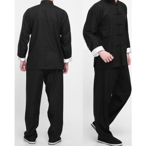 Traditional Chinese Tang Suit For Men Kung Fu Suits Bruce Lee Clothes Wing Chun Taiji Tai Chi Clothing Jacket Pants Sets SL2981