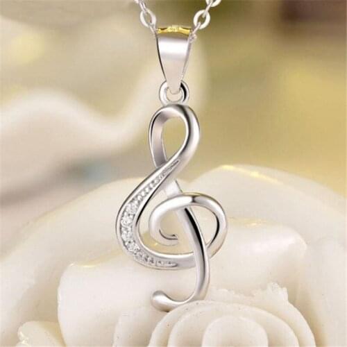 Trendy Musical Note Necklace Pendant Chain For Ladies Womens Birthday Fine Gift Jewellery