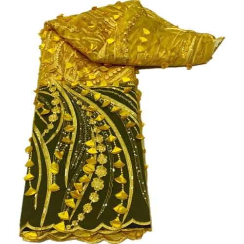 Embroidery African French Net Lace Fabric 2021 High Quality Nigerian Mesh Tulle Sequin Lace Fabric For Party JY-150