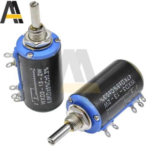 WXD3-12/13-2WWirewound Potentiometer Resistance 100R 470R 1K 10K 47K 100K 200KΩ Ohm Linear Rotary Potentiometer with Knob