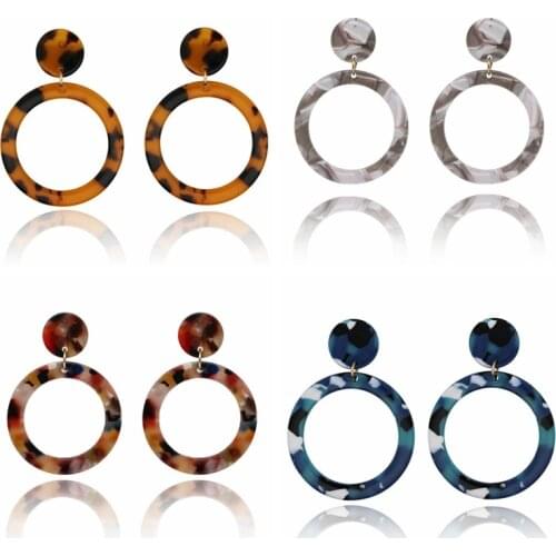 2020 Hot Sale Acrylic Resin Leopard Dangle Earring For Women Fashion Round Hollow out Earrings Female Office Brincos