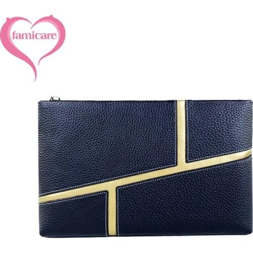Women Clutch Bag Men Genuine Leather Fashion Geometric Handbags Female Male High Quality Luxury Large Capacity Wallet Purse 2021