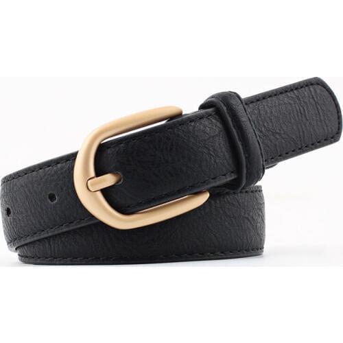 Women Belt Solid color Imitation Leather Black Width Pin Buckle Thin Belt for Female Jeans High Quality Strap For Women 2019