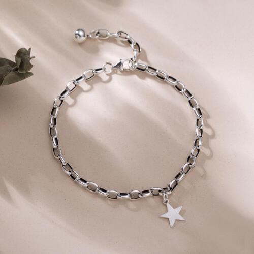 925 Sterling Silver Star Pendant Bracelet A Little Bead Ball Charm Thai Silver Bracelet For Women Jewelry Gifts S-B378