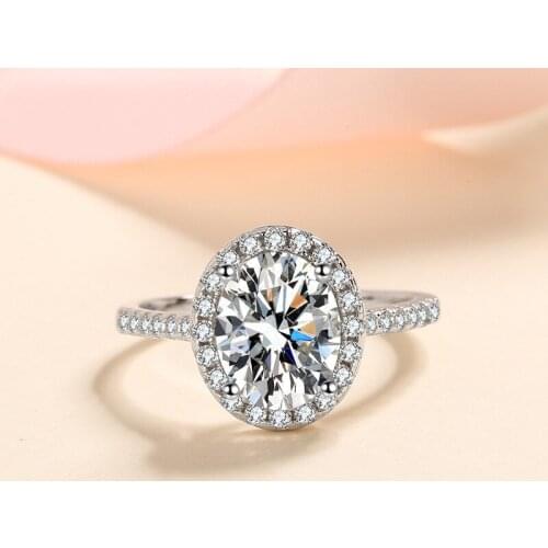 Silver 1-2 Carat Diamond Test Passed Excellen Cut D Color Oval Moissanite Egg Shape Ring for Women Silver 925 Engagement Jewelry