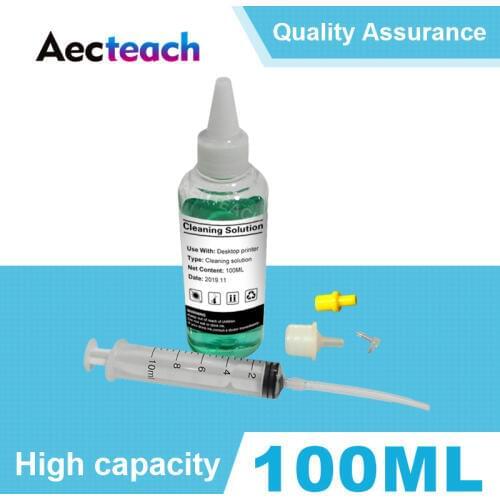 Aecteach 100ml Bottle Cleaning Liquid On Printerhead For Dye Ink With Syringe all tool For Epson For Brother For HP For Canon