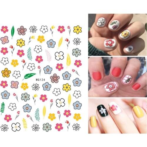 10PCS Color Smiley Flower Female Nail Sticker Slider Art Decal Fingertip Art