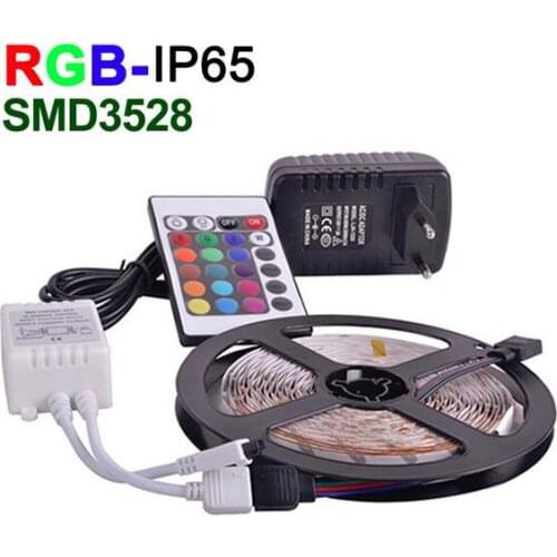 3 Year WARRANTY 5M Waterproof LED Strip SMD 3528 Red/Blue/Green RGB LED Strip Light IP65 300 Led Remote Controller 12V 2A Power