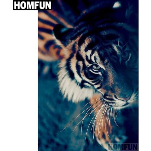 HOMFUN Full Square/Round Drill 5D DIY Diamond Painting " Animal Tiger" 3D Embroidery Cross Stitch 5D Decor Gift A00525
