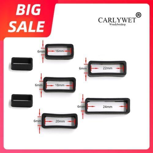 CARLYWET16 18 20 22 24mm Top Quality 1pc Silicone Rubber Loops Replacement Accessories Holder Locker For Wrist Watch Straps Band