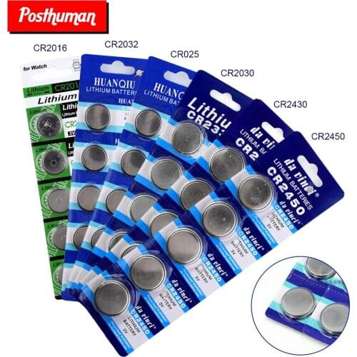 CR2032 CR1620 CR1625 CR1632 CR2016 CR2025 5PCS/lot LOW PRICE GREAT POWER button coin cell Battery for watch Battery