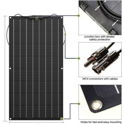 ETFE 100W Flexible Solar Panel Motorhomes Boats Roof 12V Battery Charger 100w Solar Module