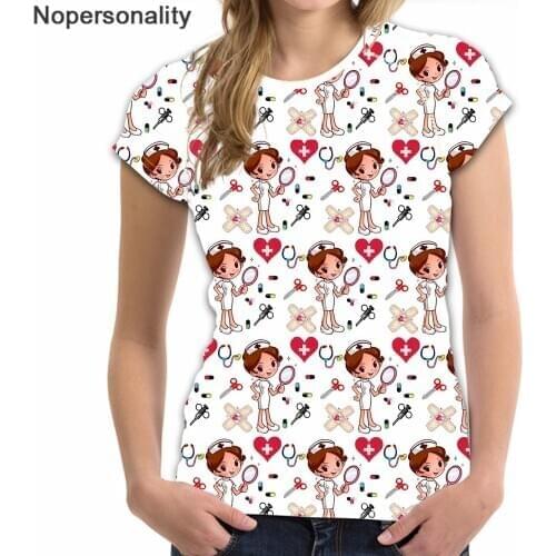 Nopersonality Cartoon Nurse Girls Printed Comfortable Teens Summer Funny Tops Short Sleeve T Shirt Women Hospital Ladies Tees