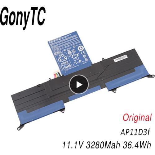 GONYTC Original AP11D3F Battery For Acer for Aspire S3 S3-951 S3-391 One MS2346 AP11D3F AP11D4F 3ICP5/65/88 3ICP5/67/90 3280mAh