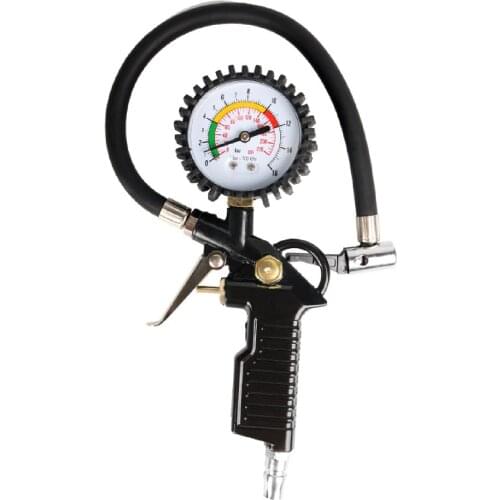 Tire Inflator Deflator Air Pressure Gauge with Hose Accurate Dial Tire Pressure Gauge for Car Motorcycle Bike