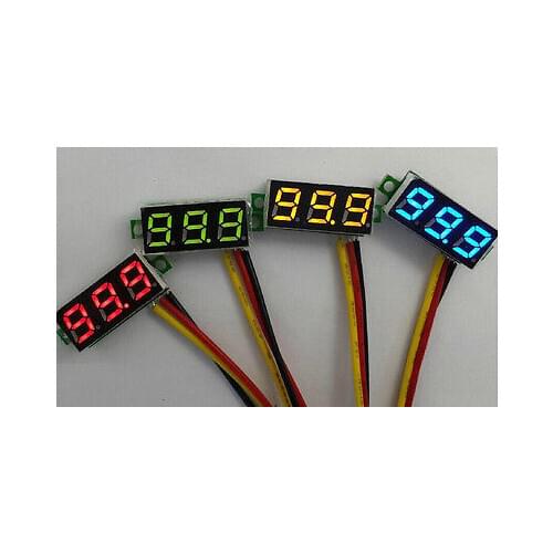 2PCS Mini DC 0-100V Green LED 3-Digital Display Voltage Voltmeter Panel Motor diy electronics