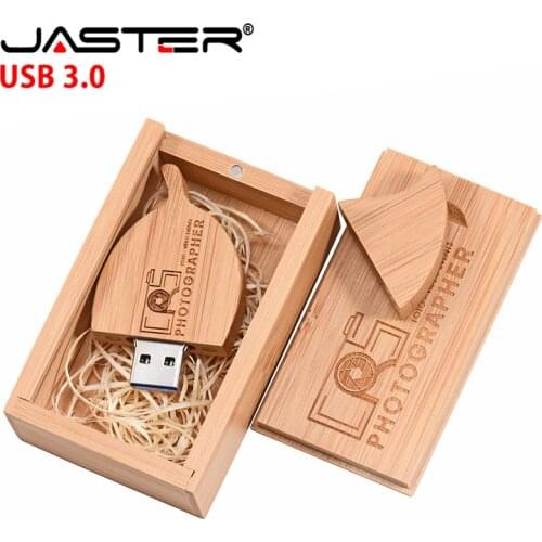 JASTER USB 3.0 leaf flash drive + wooden box storage USB pen drive Memory stick 4G 8G 16GB 32GB 64GB 128GB U disk Christmas gift