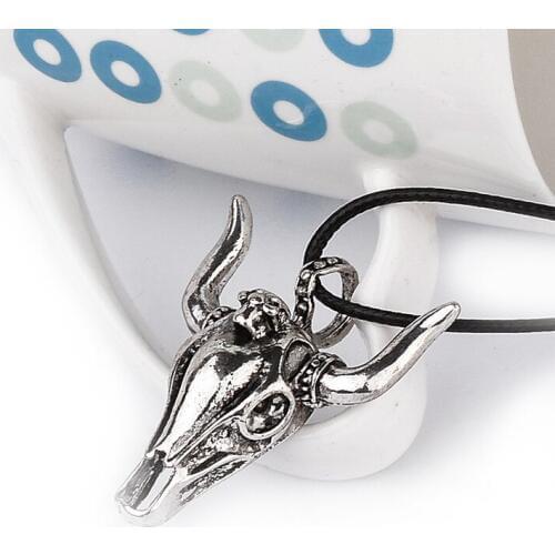 24 Pcs/Lot metal Metal Crow head Skull Amulet Nordic Viking Raven skull Pendant Men Necklace Punk Jewelry Bulk Wholesale