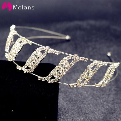 Molans Crystal Headbands Queen Tiaras and Crowns Bridal Hairband Girls Prom Party Wedding Jewelry Rhinestone Hair Accessories