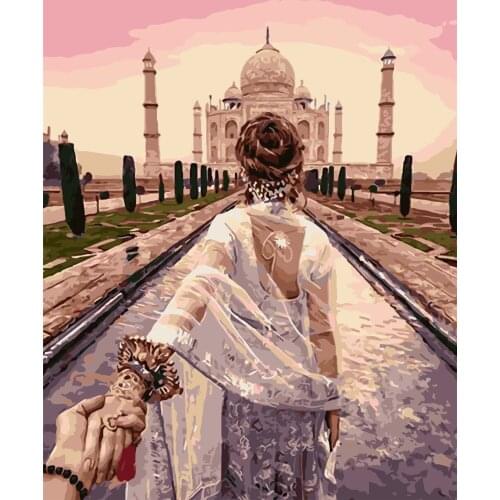 Occidental Love Flower Street Frame Painting By Numbers Canvas Colouring Landscape Handpainted Artwork Diy Gift Wall Home Decor