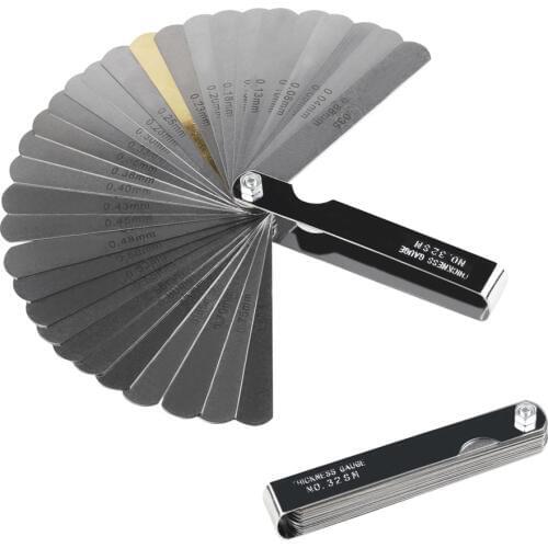 32 Blade Guitar Luthier Feeler Gauge Set Silver Stainless Steel Tune Up Gap Thickness Multifunctional Guitar Measurement Tool