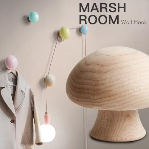 Wall Clothes Hanger Wooden Coat Rack Garden Round Mushroom Shape Hook Wall Hanger Coat Key Bag Hooks Pretty Home Decoration