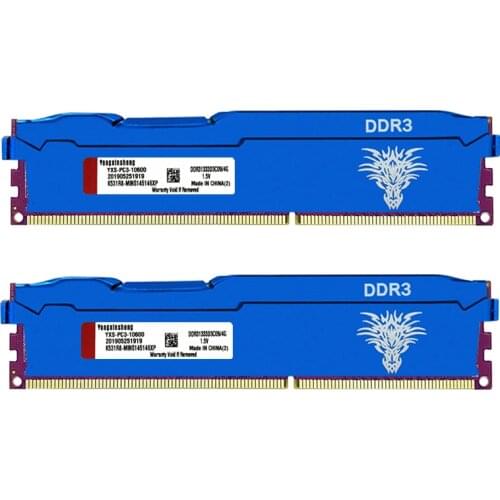 Blue DDR3 RAM 4GB 1333MHz 1600MHz Desktop Memory PC3-10600 PC3-12800 240-Pin Non-ECC Unbuffered DIMM Blue Sink Red board
