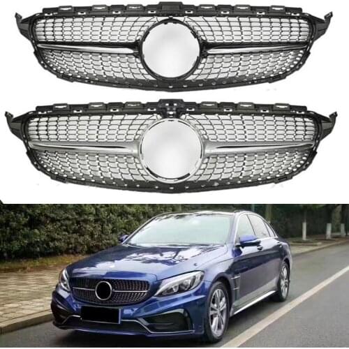 Front Racing Billet Bumper Grille Upper Facelift Grill For Mercedes-Benz W205 C Class 2019 2020 2021 Diamond