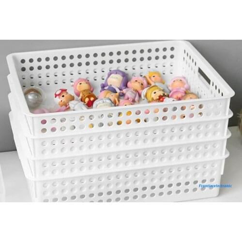 Plastic Storage Basket File Tray Tabletop A4 Document Magazine Organizer with Handles for Home Office Pantry