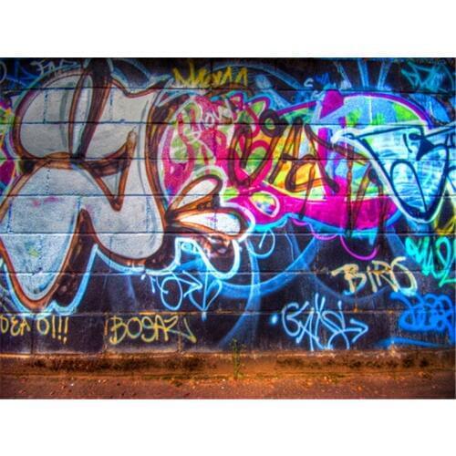 Professional Photographic Background Graffiti Wall with Dark Yellow Wood Photo Backdrops for Studio Custom Photography