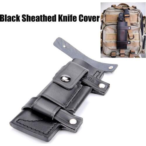 Straight Man-made Survival Leather Belt Sheath Scabbard Black 20 x 6.5 cm ATS-34 Leather Sheath For 7" Fixed Knife Hunting