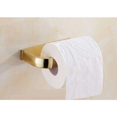 Luxury Gold Color Brass Square Wall Mounted Bathroom Toilet Paper Roll Holder Bathroom Accessory mba848