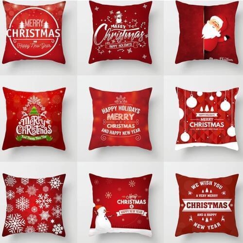 Merry Christmas Decorative Pillowcases Polyester Christmas Throw Pillow Case Cover Santa Claus Elk Pillowcase ZT17
