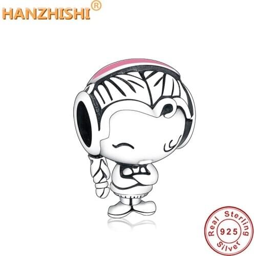 New Style 925 Sterling Silver Listening Girl Teenager Charm Bead Fit Original Pandora Charm Bracelet Necklace Jewelry Making