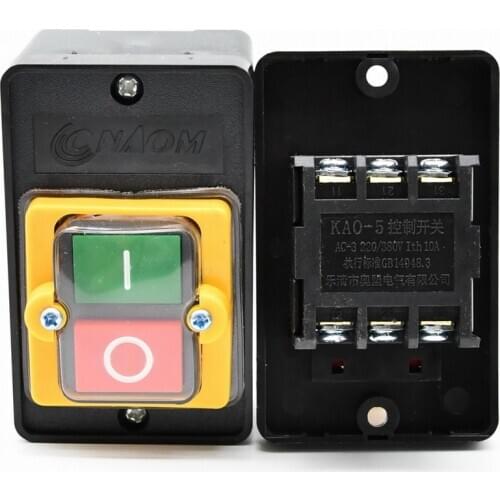 1PCS KAO-5M/KAO-5H 10A 220V 380V Cutting Machine Bench drill Switch Plastic Motor KAO-10KH WaterProof Push Button Switch