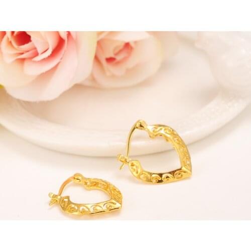 2pairs Women Lady Elegant Earring 24k Gold Earrings Heart Gift 2017 New Design girls jewelry charms