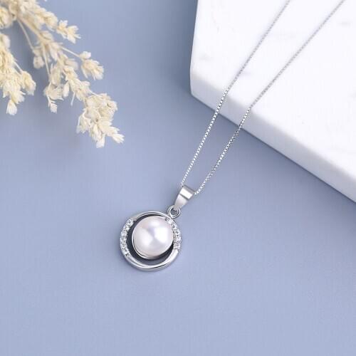 Brand New Elegant Natural Freshwater Pearl Pendant&necklace For Women 100% 925 Sterling Silver Fine Jewels 45cm Necklace