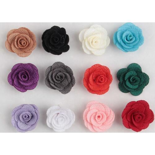Yundfly 10pcs 1.5cm Mini Felt Rose Flower for Hair Accessories Artificial Ruffled Fabric Rose Flowers For Baby Headbands