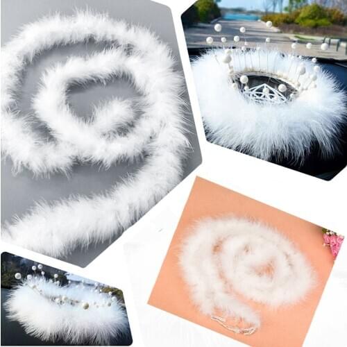 2M Christmas Tree White Natural Feather Ribbon Party Garland Decor DIY Craft Wedding Supplies Grament Accessaries Plush Strips