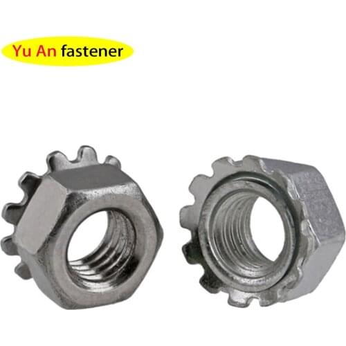 304 Stainless Steel K-nut with Toothed Nut Carbon Steel K-cap Nut Multi-tooth Nut K-nut Nut Lock Nut M3-M10 10Pcs