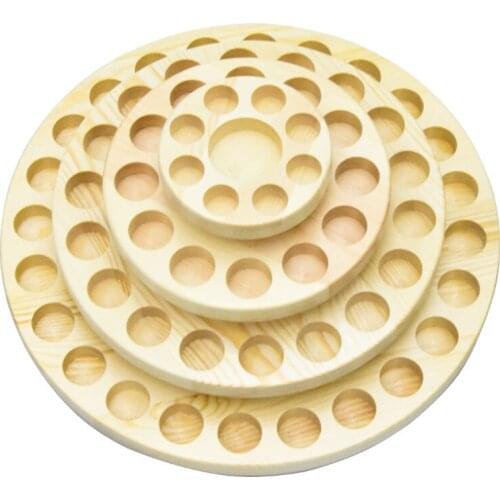 61-Holes Wood Handmade Rotating Display Storage Rack Wooden Shelf Rack for Essential Oil Bottles Lipstick Cosmetics Medicine