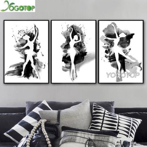 Diy Diamond Painting Ballet Dancer girl 5D Full Drill mosaic diamant Embroidery Black White Art Wall 3pcs/set ML1081